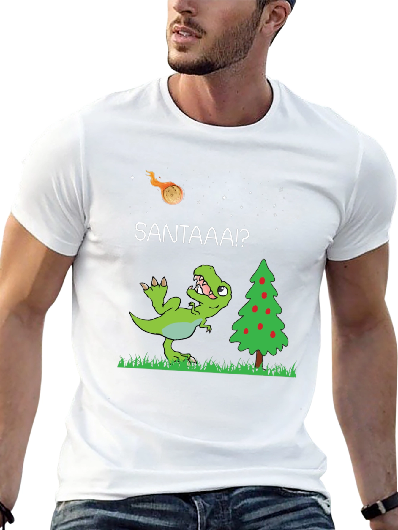 Black Dino Christmas T-Shirt: Santa Meteor! view 13