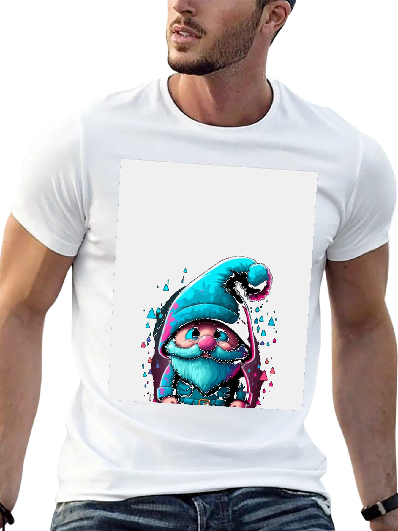 Black Whimsical Gnome Graphic Tee - Black Unisex T-Shirt view 13