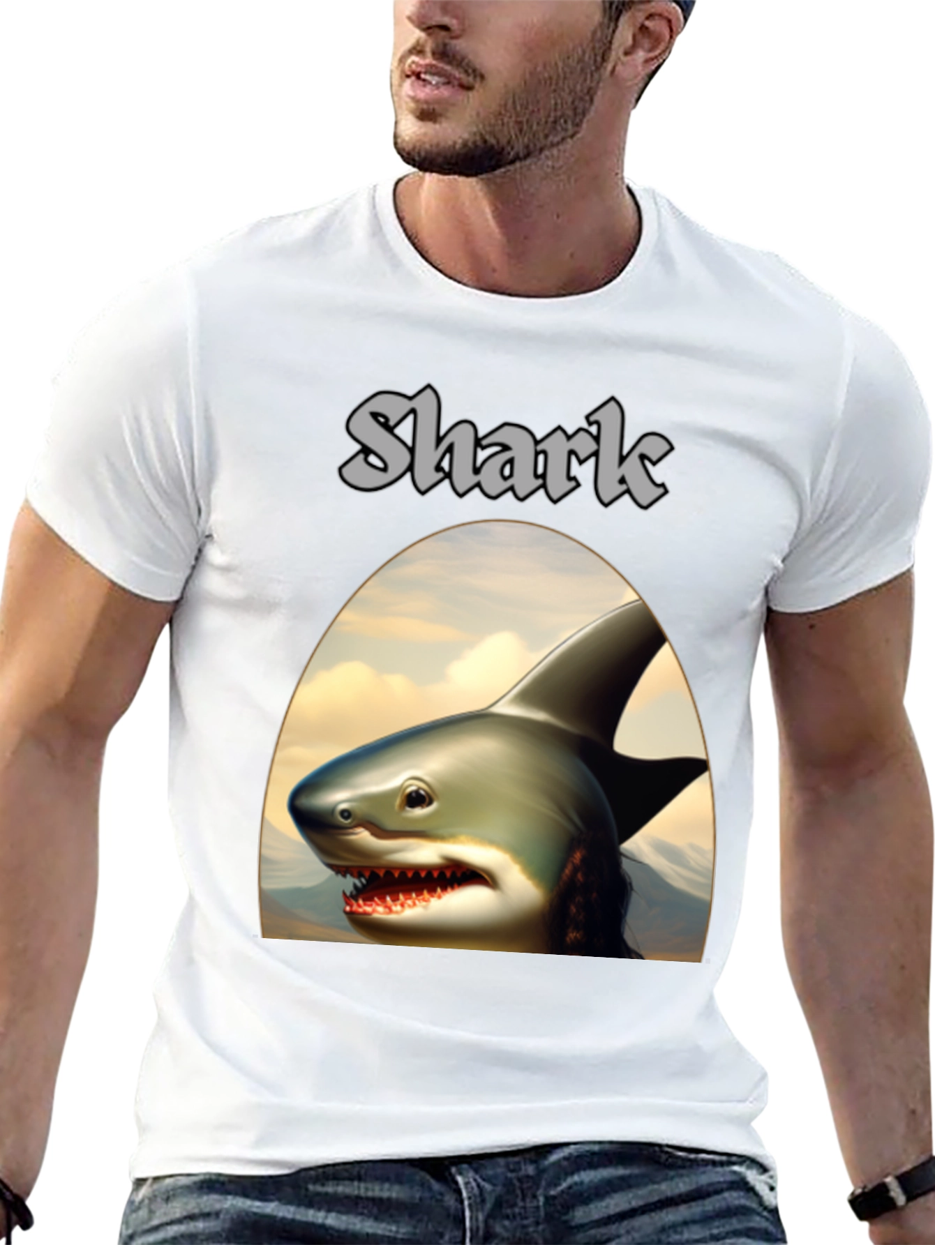 Black Shark Graphic Tee - Black Novelty T-Shirt view 13