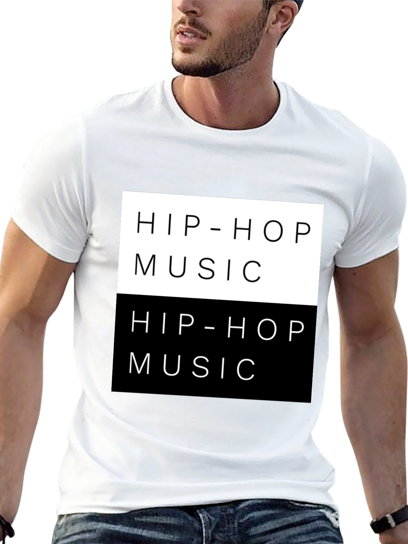 Black Hip-Hop Music T-Shirt Black Trendy Graphic Tee view 13