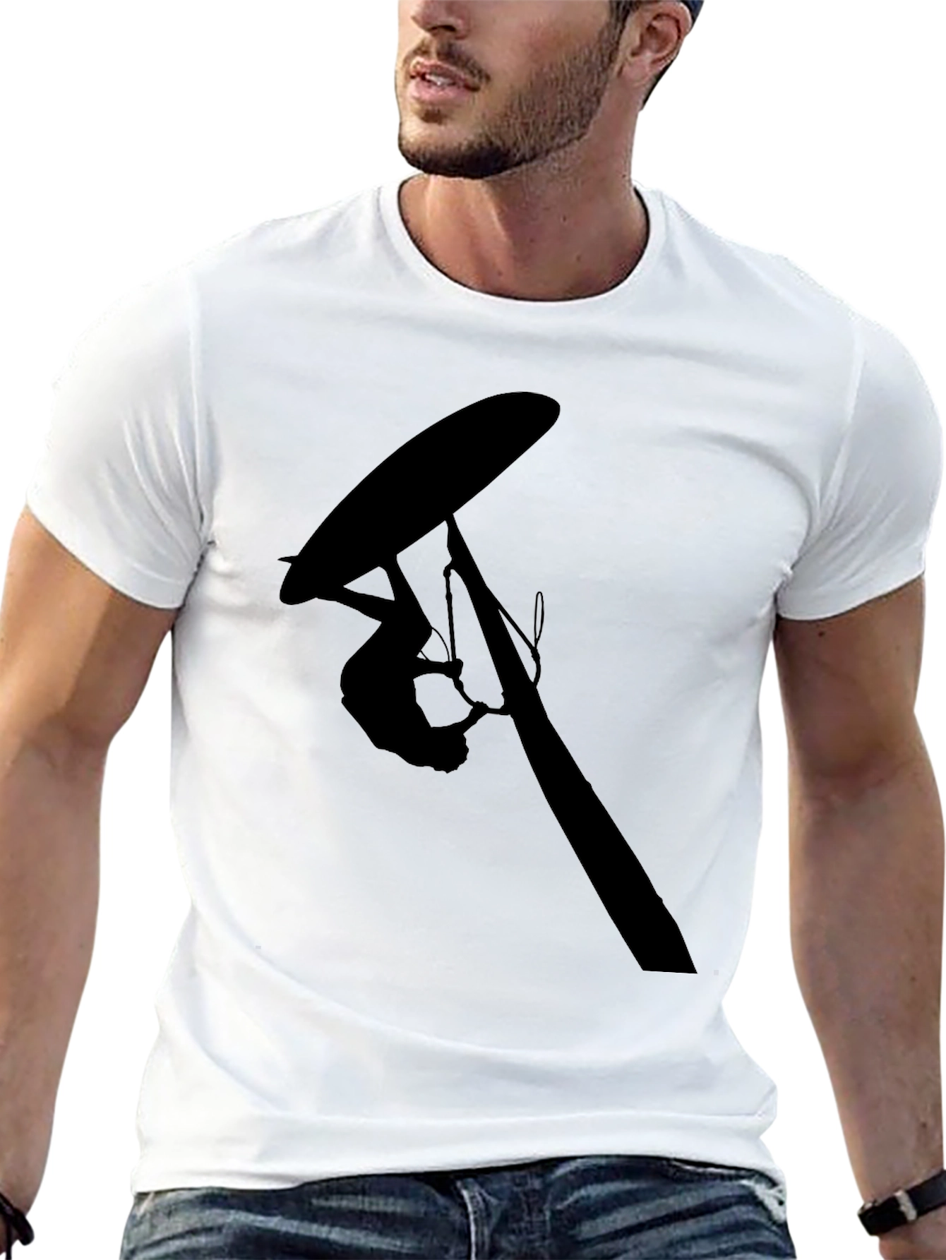 Black Black Hang Gliding Silhouette T-Shirt view 13