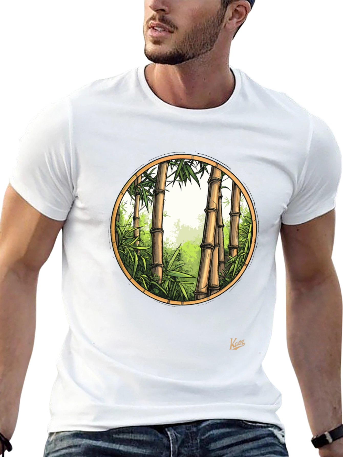 Black Bamboo Forest Graphic Tee - Nature Inspired Men's Shirt view 13