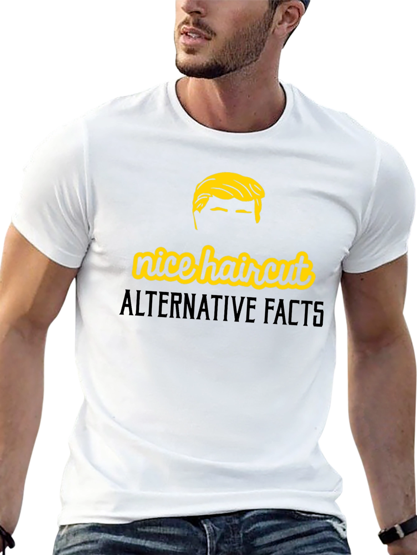 Black Nice Haircut Alternative Facts Graphic T-Shirt view 13