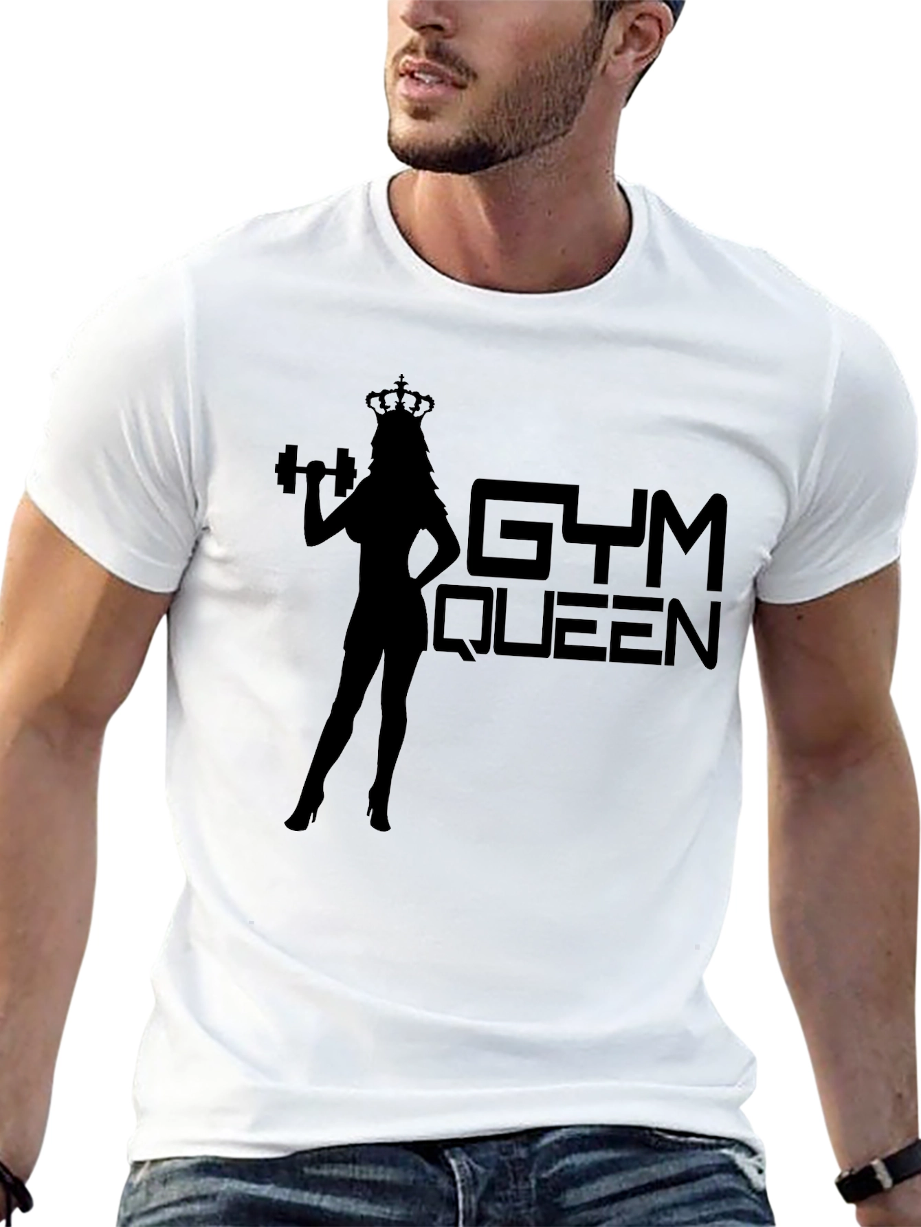 Black Gym Queen Graphic Tee - Black Fitness T-Shirt view 13