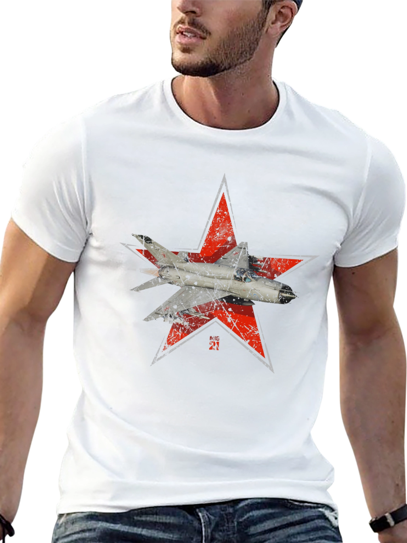 Black MiG-21 Jet Fighter T-Shirt view 13