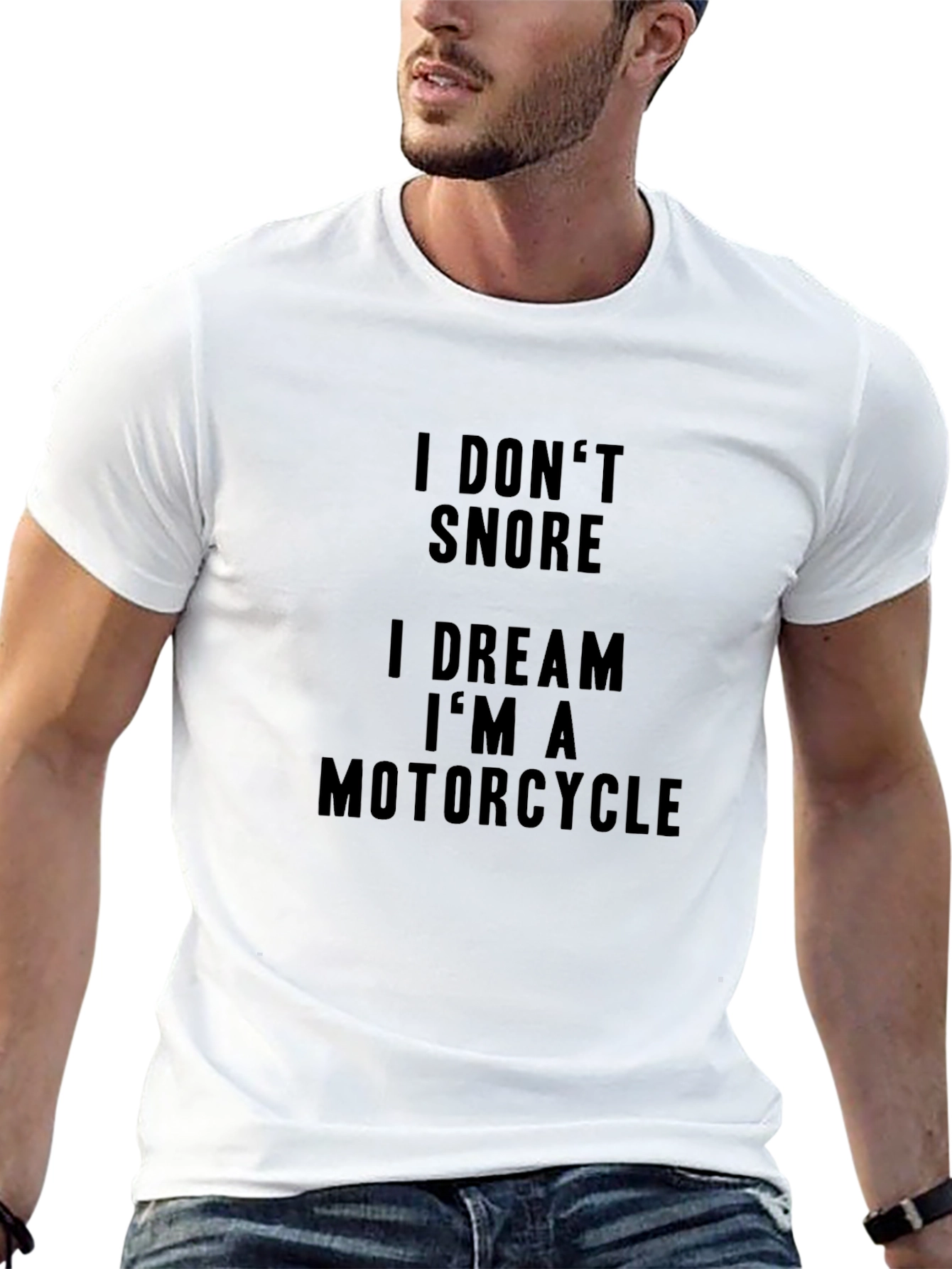 Black I Don't Snore Motorcycle Dream Black T-Shirt view 13