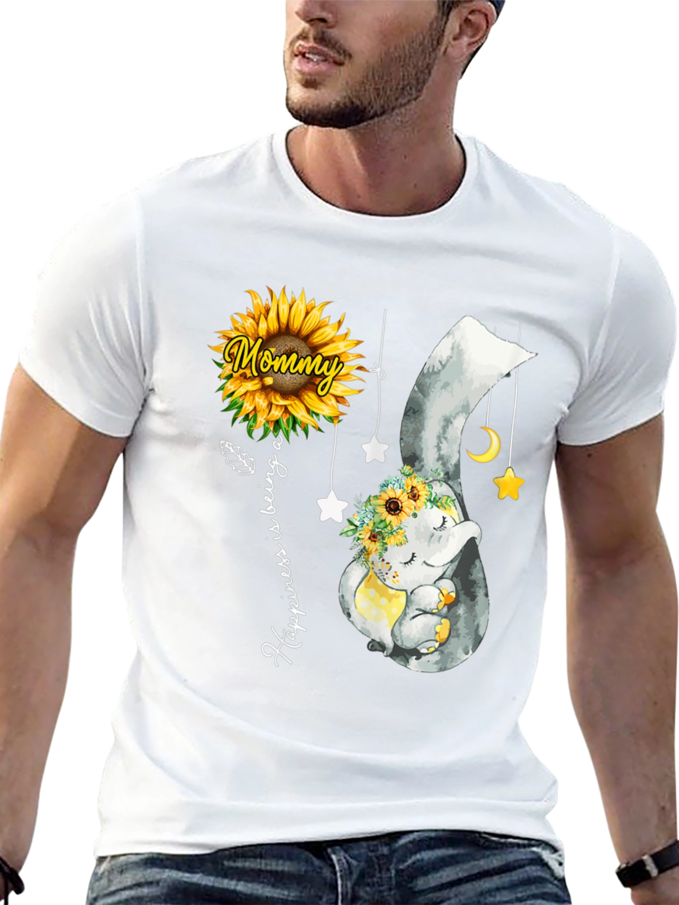 Black Mommy & Baby Elephant Sunflower T-Shirt view 13