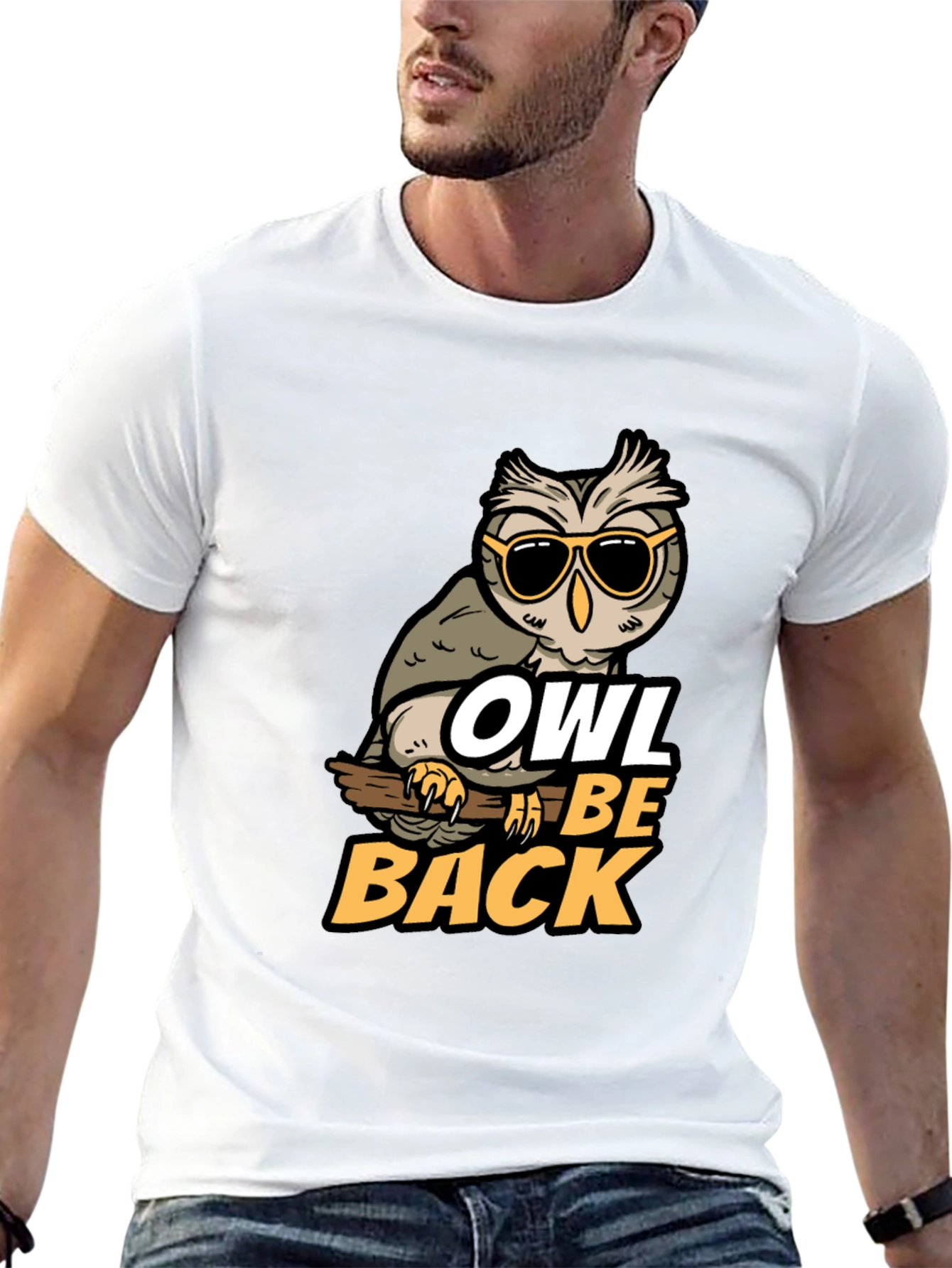 Black Owl Be Back Graphic Tee - Funny Bird Pun T-Shirt view 13