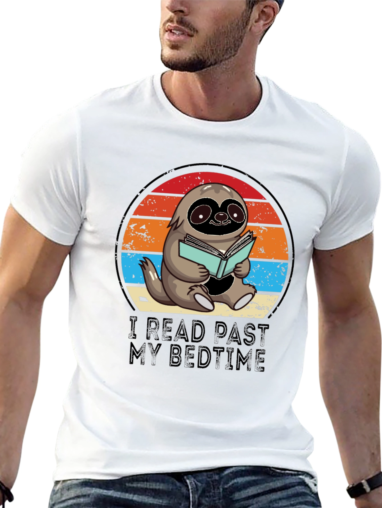 Black Funny Sloth Reading T-Shirt view 13