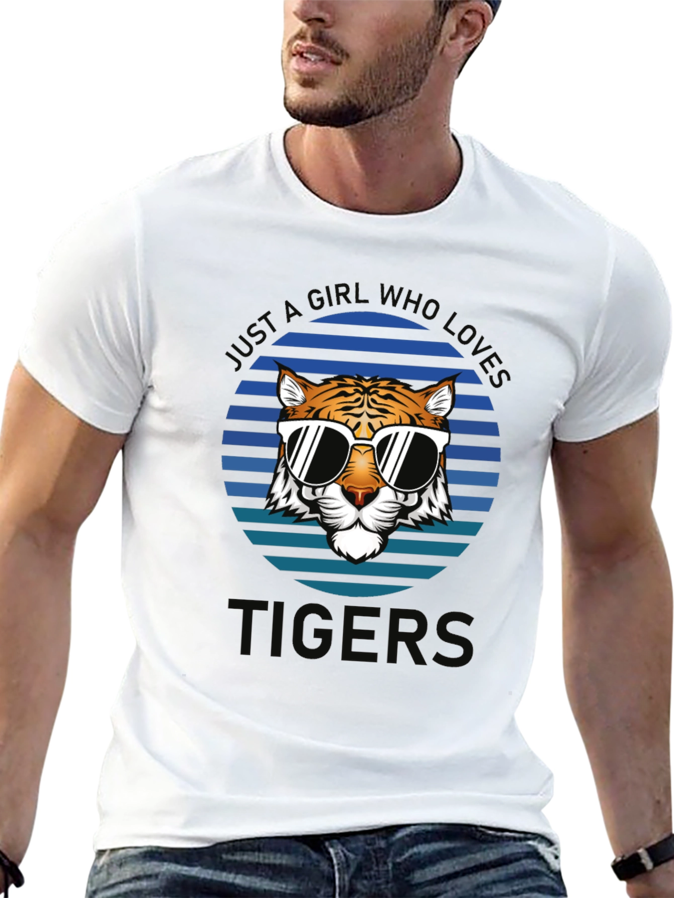 Black Just A Girl Who Loves Tigers T-Shirt view 13