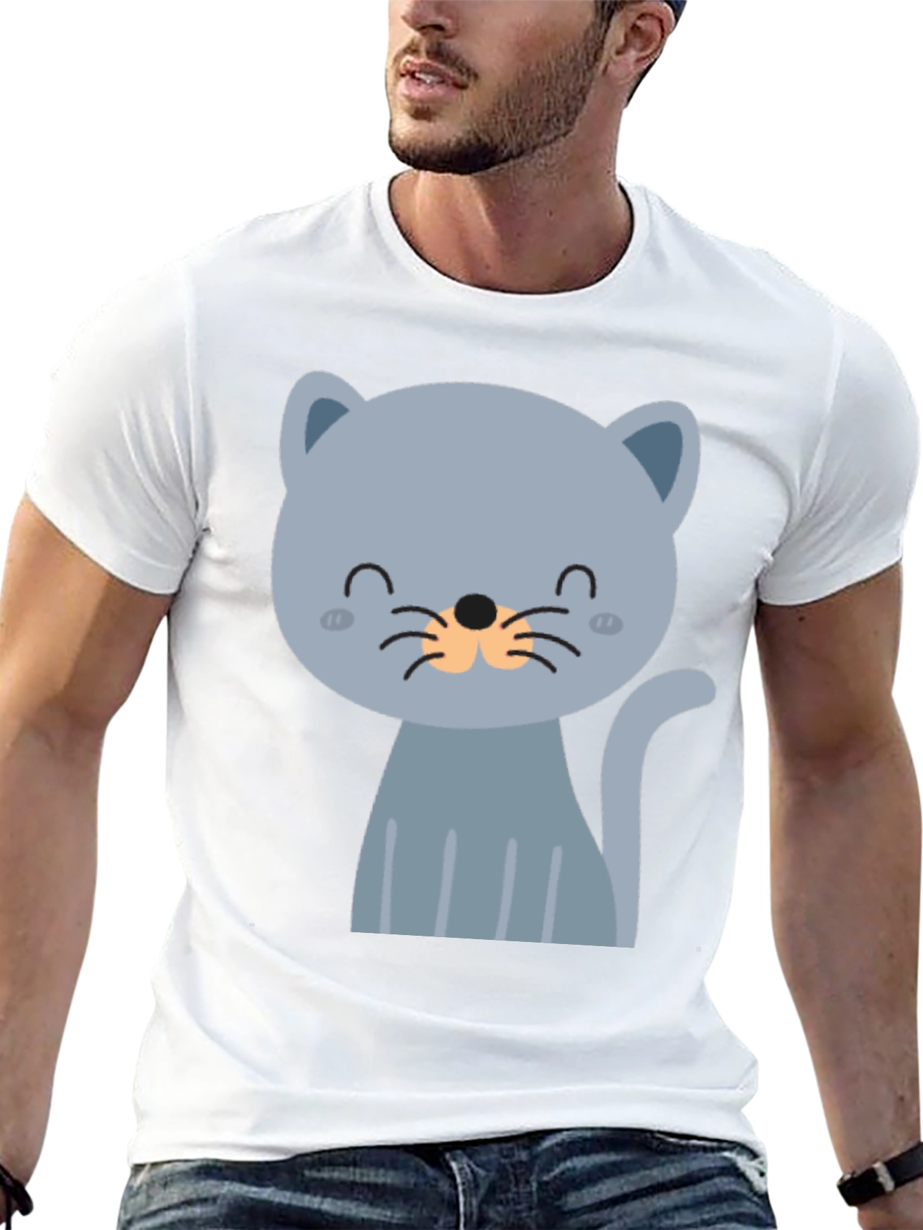Black Cute Cartoon Cat Graphic T-Shirt view 13