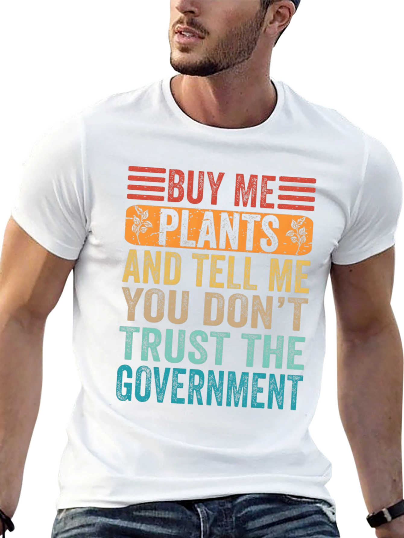 Black Buy Me Plants Funny Sarcastic Graphic T-Shirt view 13