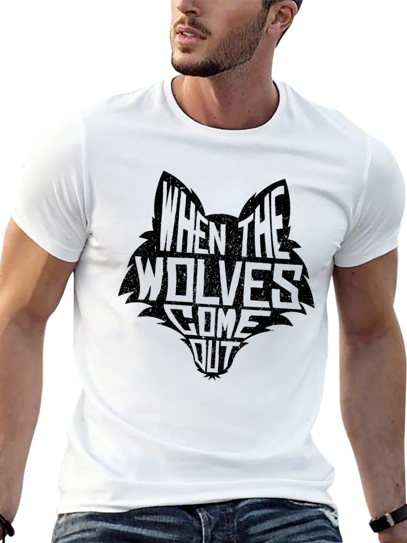 Black When the Wolves Come Out Black T-Shirt view 13
