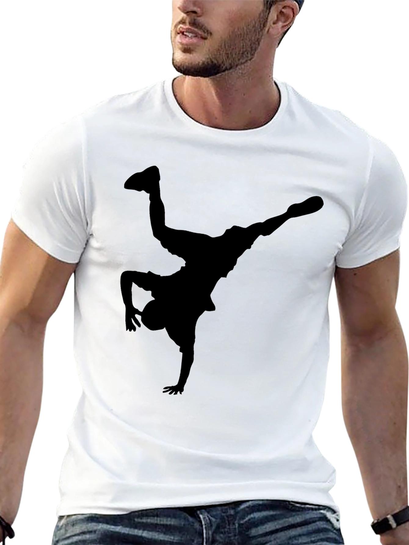 Black Breakdancer Silhouette Graphic Tee - Black view 13