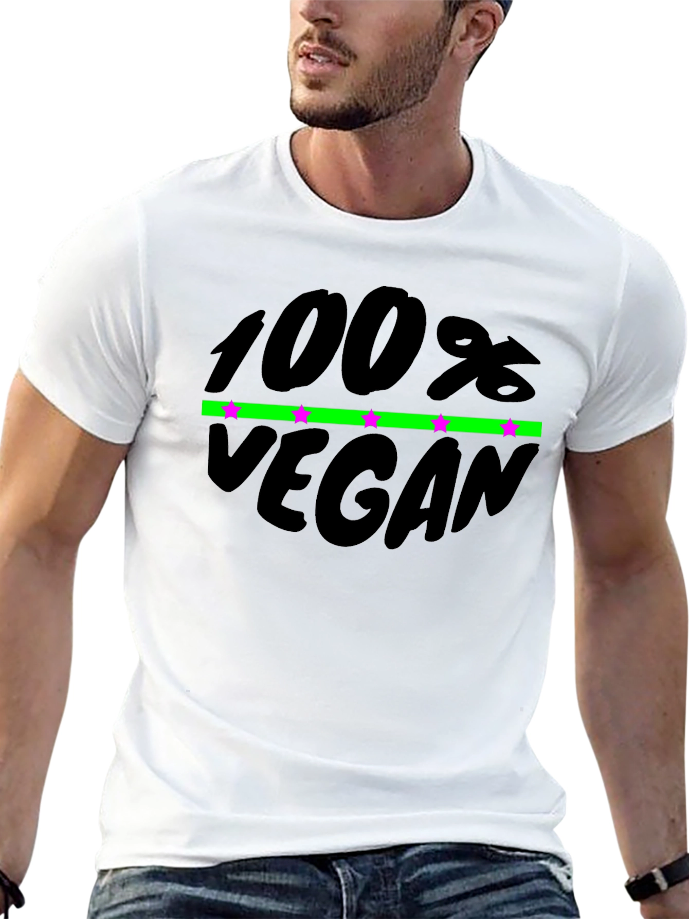Black 100% Vegan Graphic T-Shirt - Black view 13