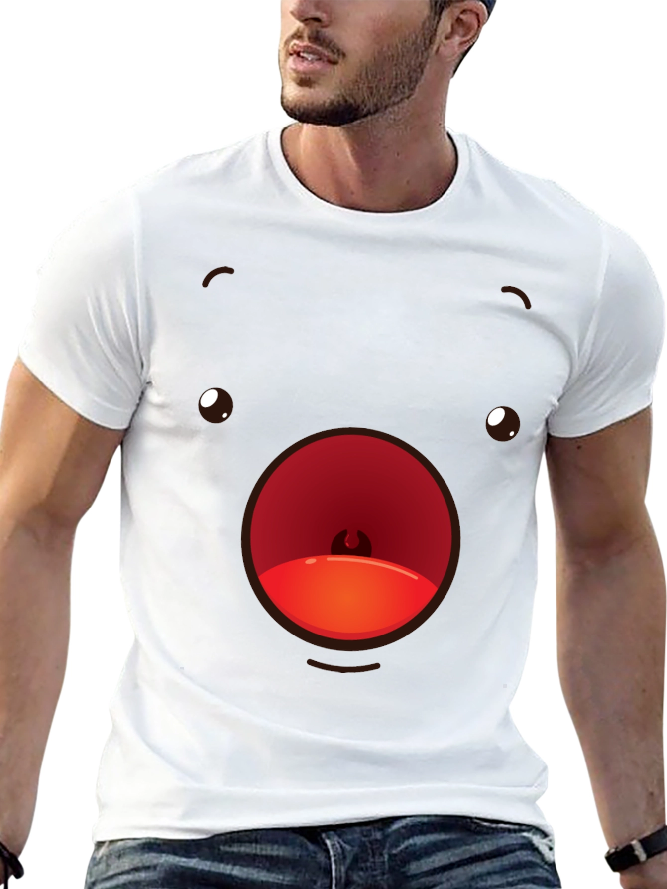 Black Funny Face T-Shirt Black Crew Neck Soft Cotton view 13