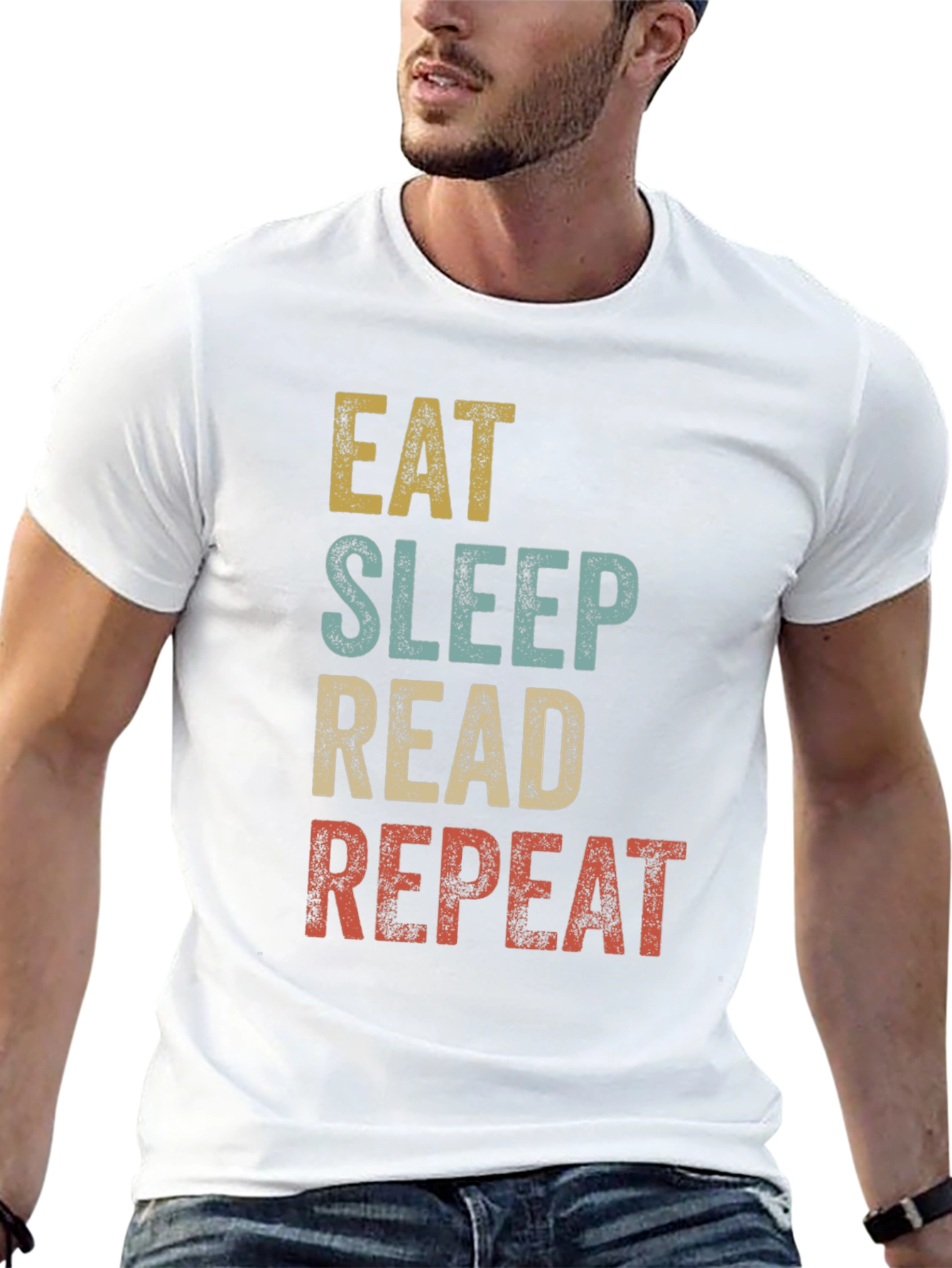 Black Eat Sleep Read Repeat Graphic Tee view 13