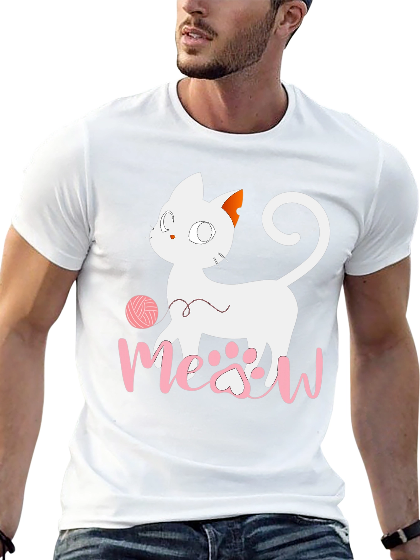 Black Cute Cat Meow T-Shirt - Fun Graphic Tee view 13