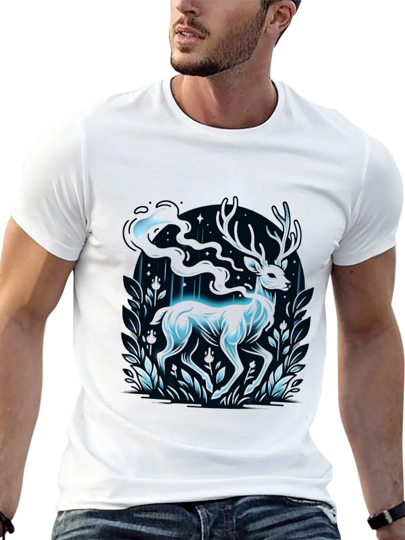 Black Mystic Deer Graphic T-Shirt - Black view 13