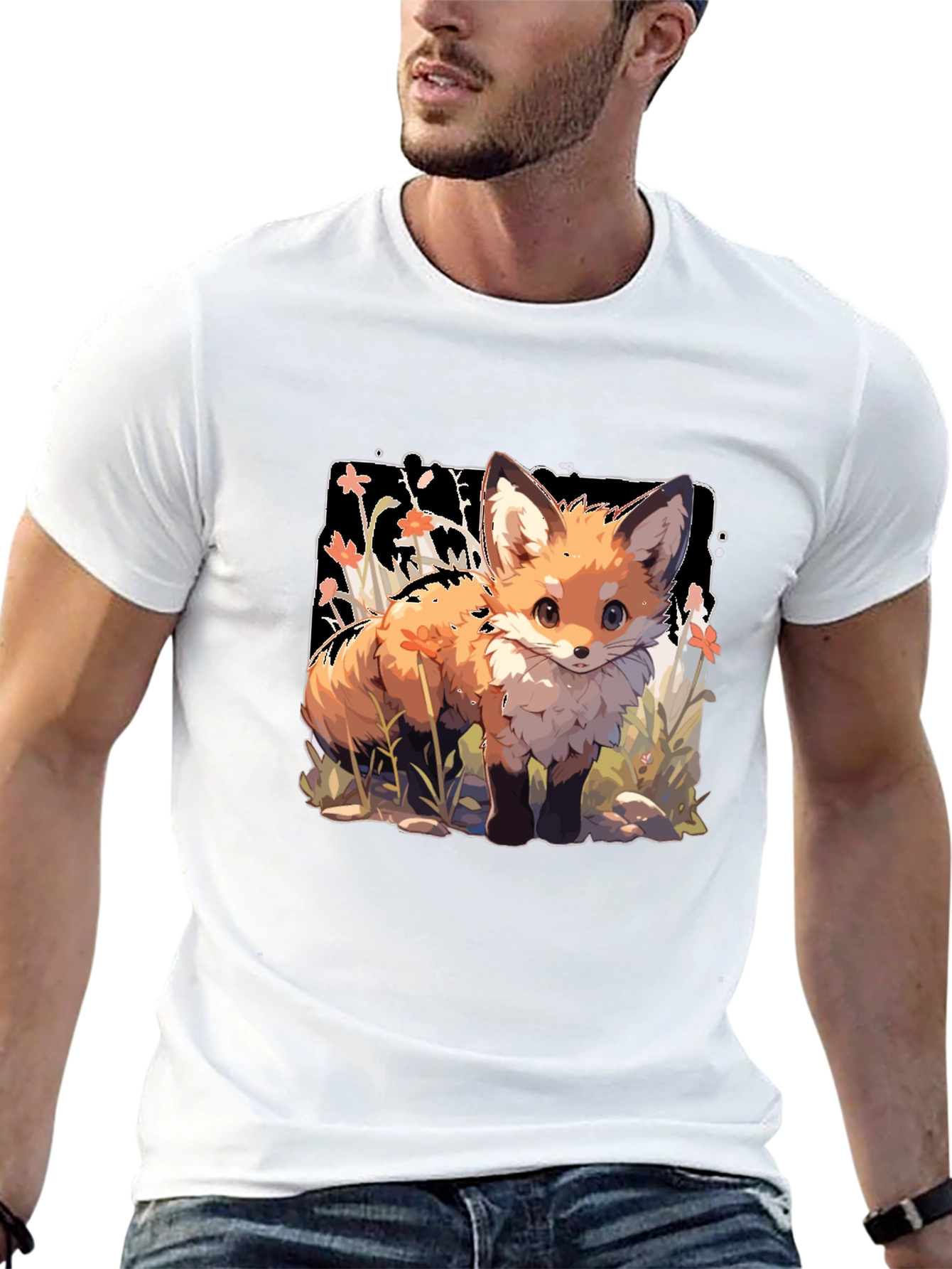Black Cute Fox Graphic Tee - Stylish Animal Lover Shirt view 13