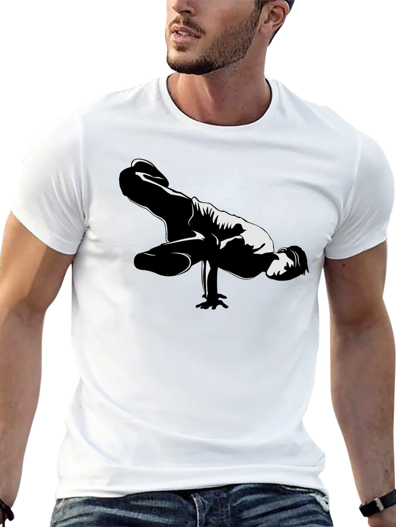 Black Cool Breakdance Pose Graphic T-Shirt - Black view 13