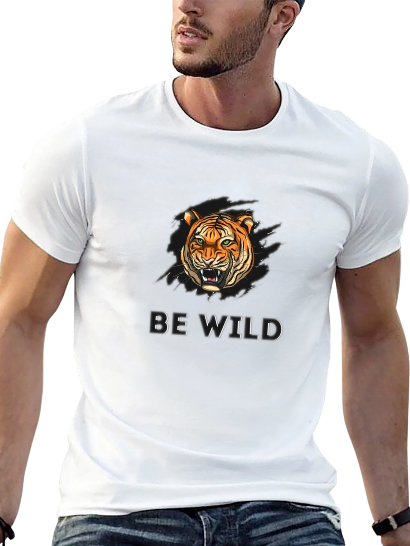 Black Be Wild Tiger Graphic Black T-Shirt view 13