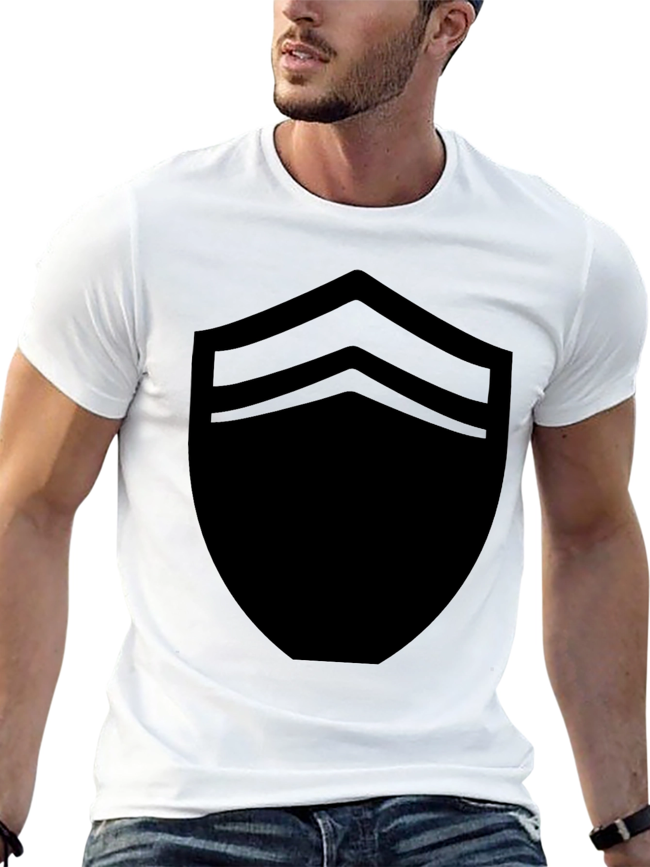 Black Stylish Black Shield Graphic Tee - Modern Casual Wear view 13