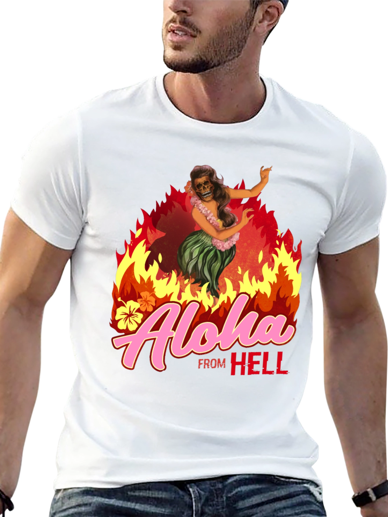 Black Aloha From Hell Graphic T-Shirt view 13