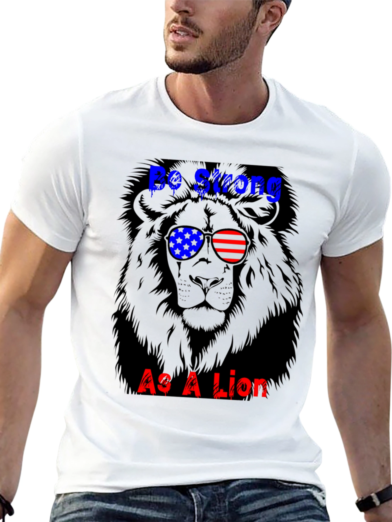 Black Be Strong Lion Graphic Tee view 13