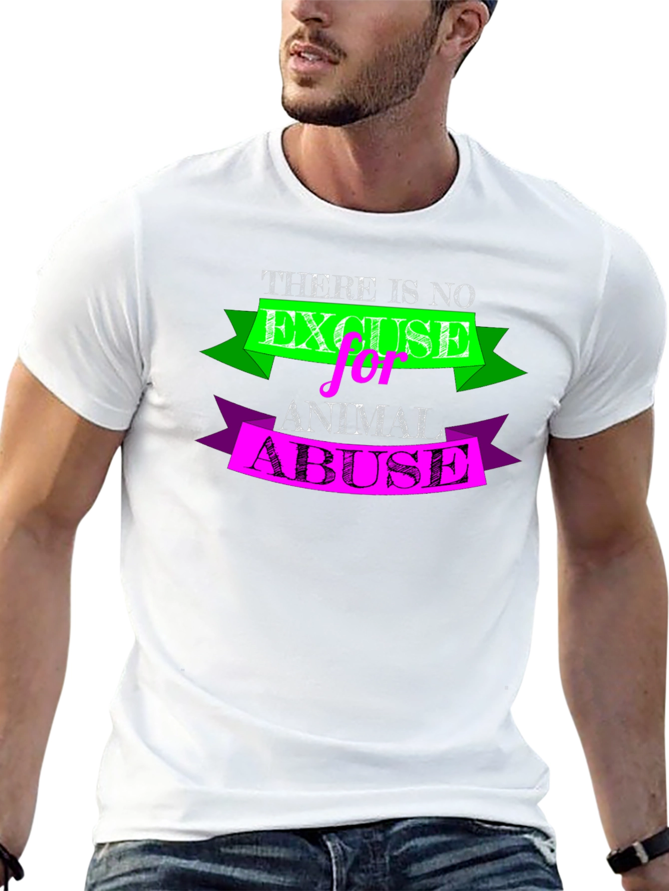 Black Animal Abuse Awareness Black T-Shirt view 13