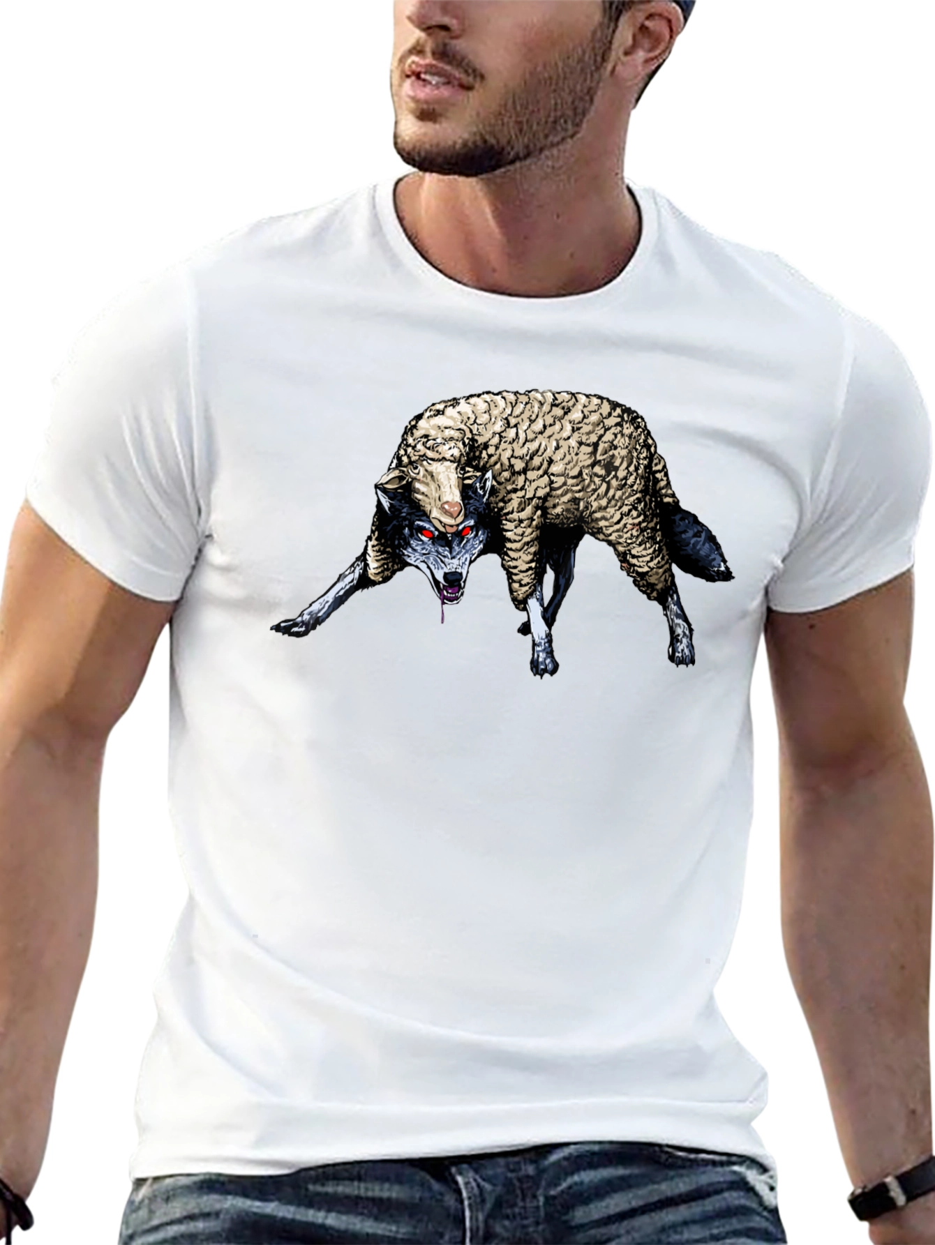 Black Wolf in Sheep's Clothing Graphic T-Shirt view 13