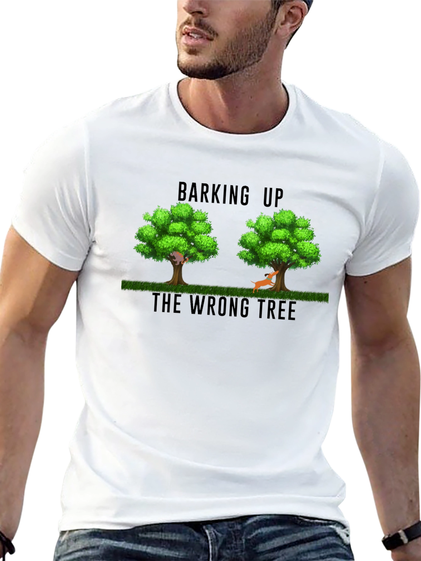 Black Barking Up the Wrong Tree Graphic T-Shirt view 13
