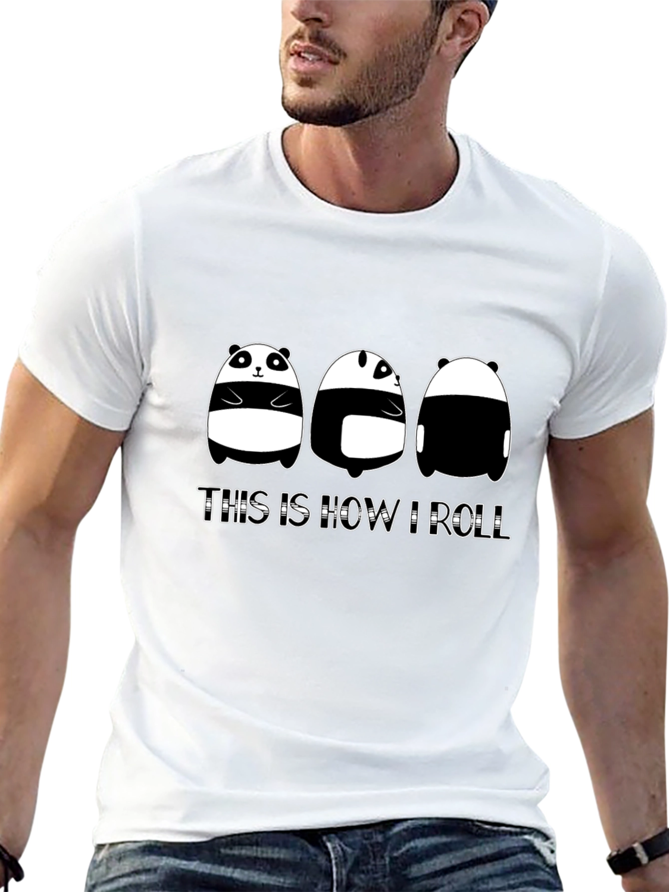 Black Panda 'This is How I Roll' Black T-Shirt view 13