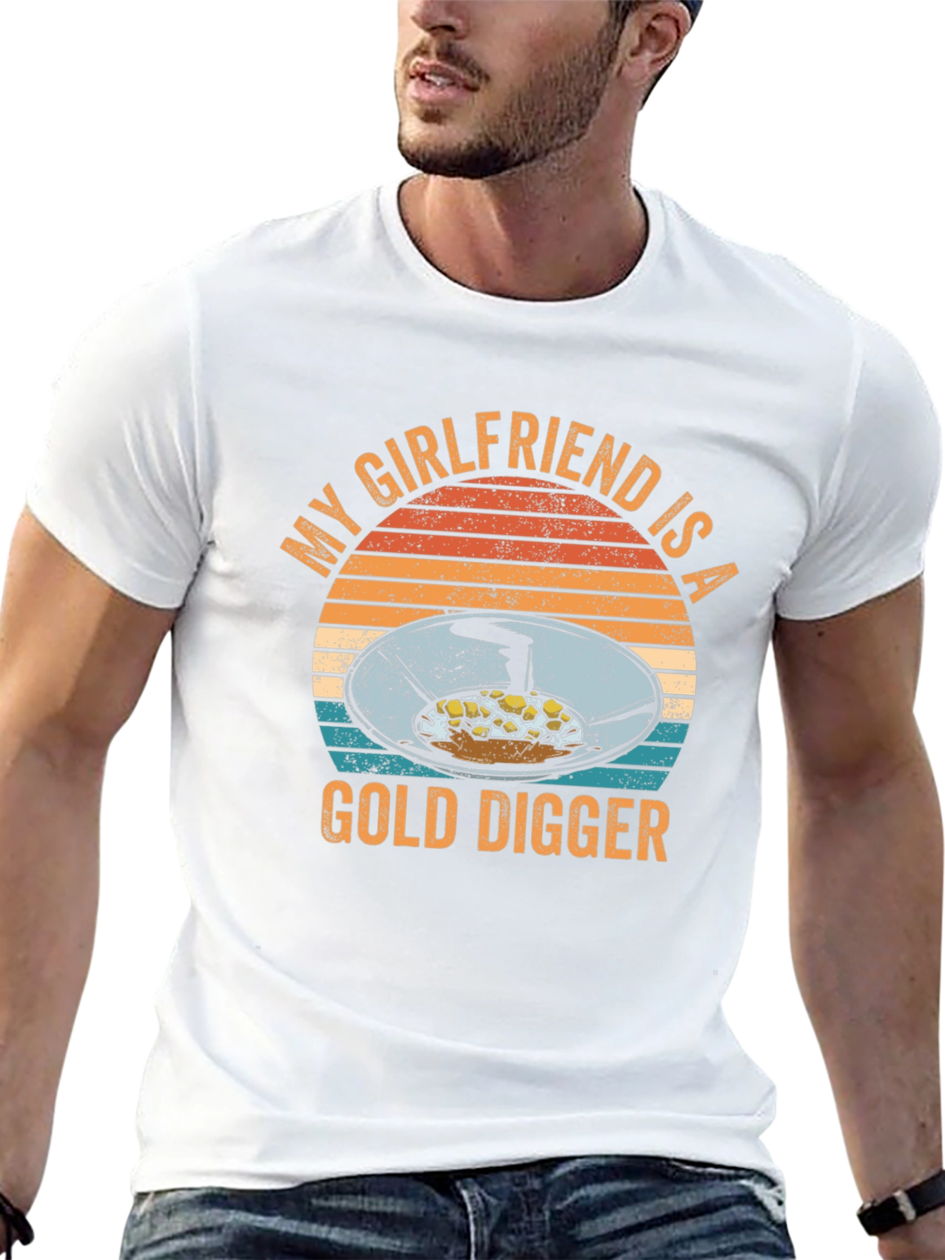 Black Funny "My Girlfriend is a Gold Digger" Graphic T-Shirt view 13