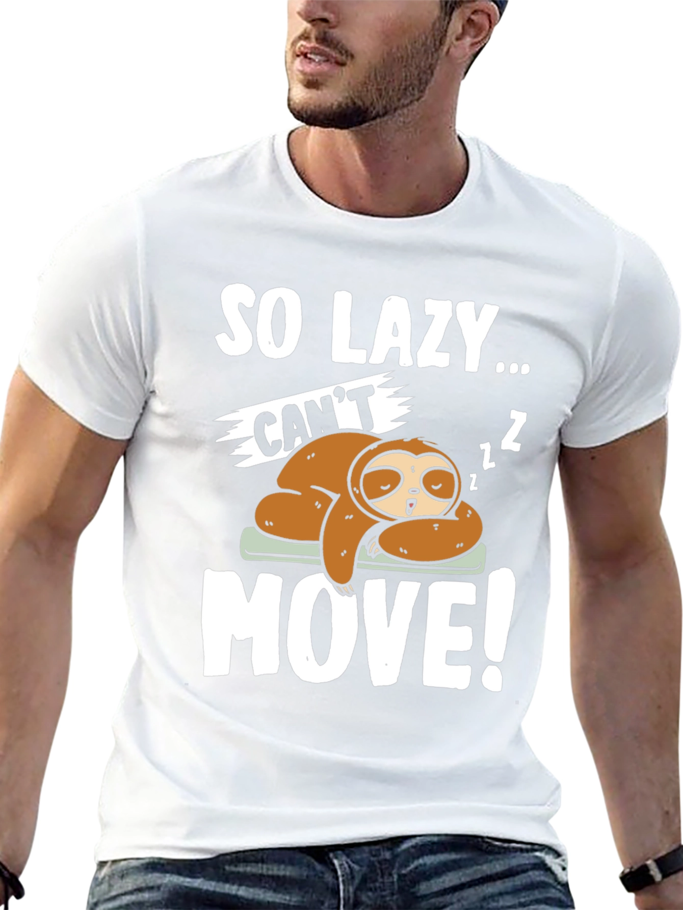 Black So Lazy Sloth Graphic Tee - Funny Sleep T-Shirt view 13