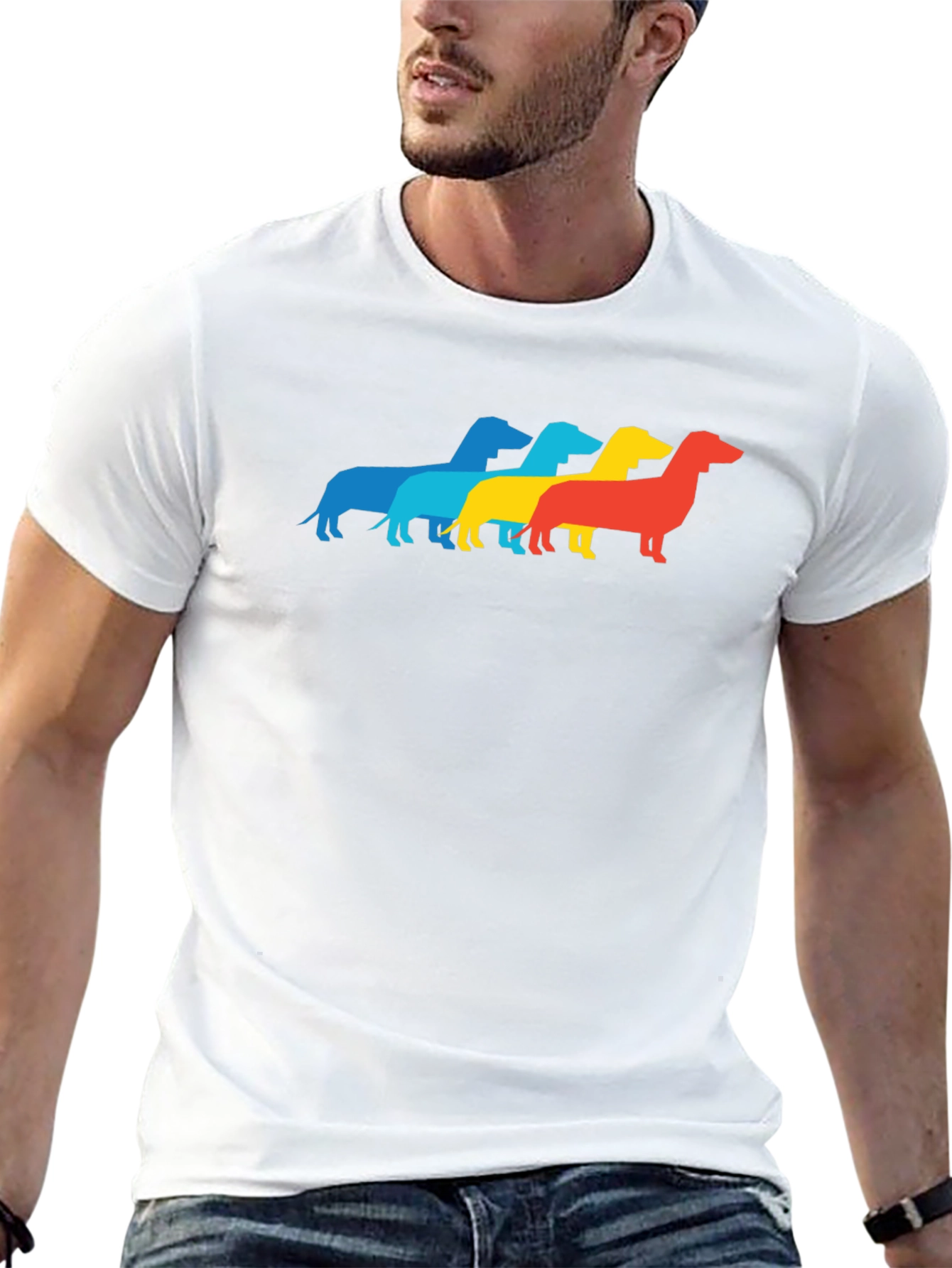 Black Retro Dachshund T-Shirt - Pop Art Wiener Dog Tee view 13