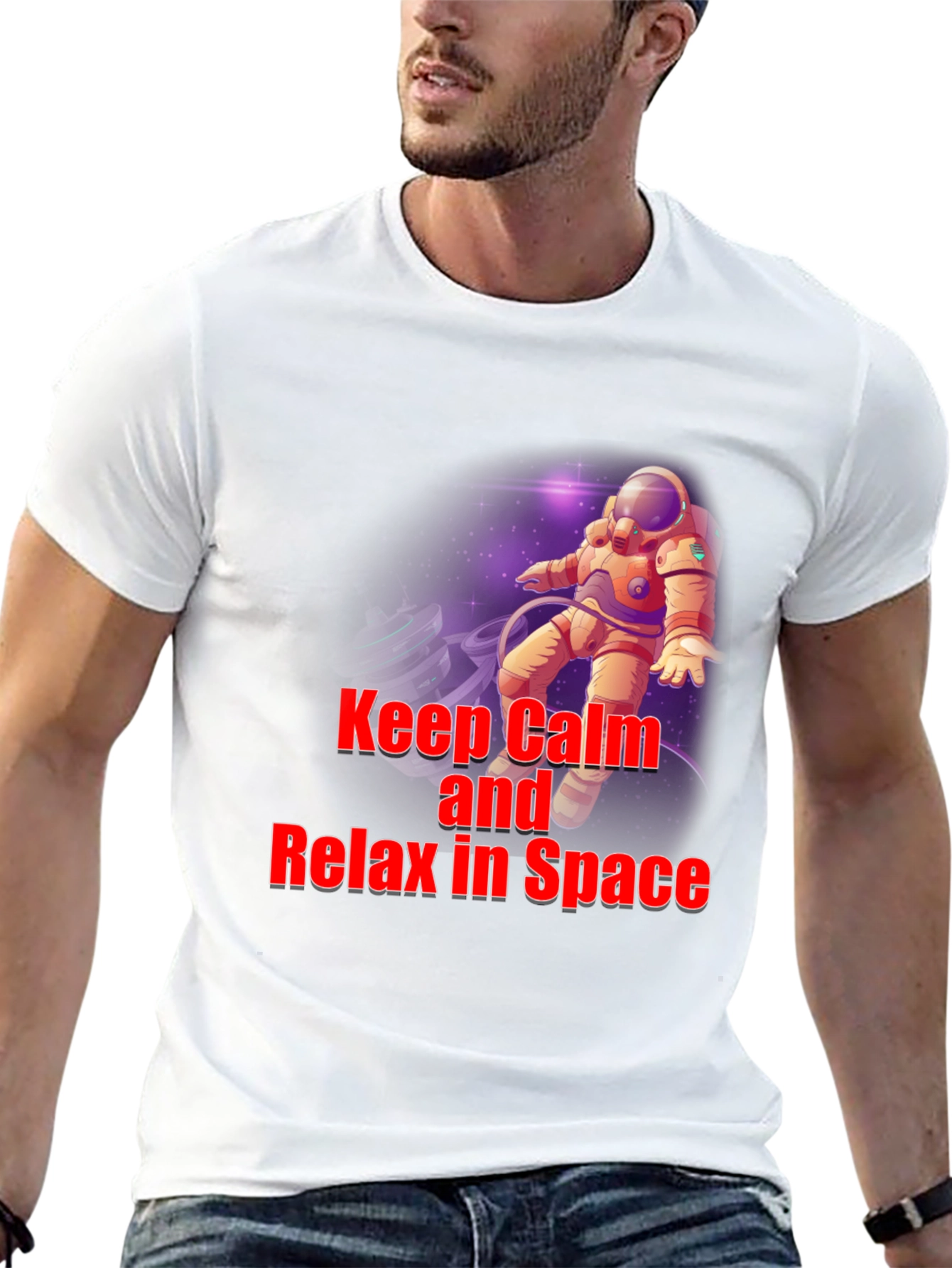Black Keep Calm Astronaut T-Shirt - Space Design view 13