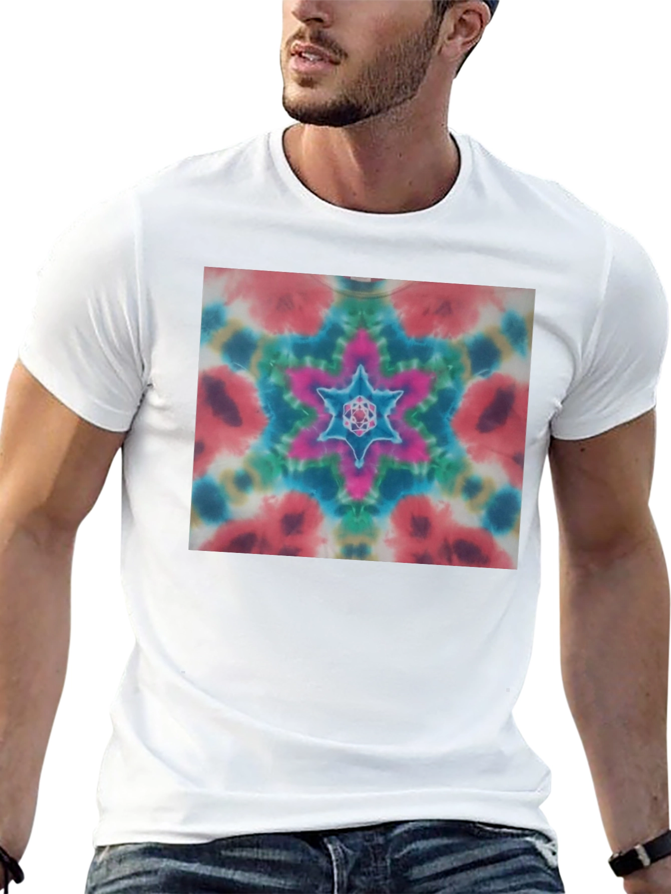Black Colorful Tie-Dye Starburst Graphic Tee - Unisex view 13