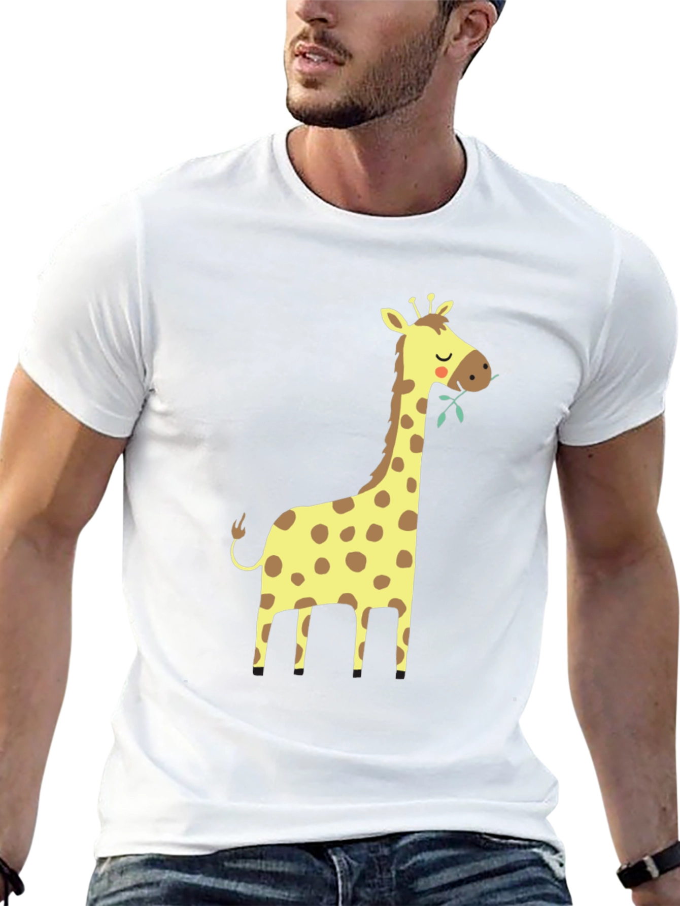 Black Giraffe Graphic Tee - Black Cotton T-Shirt view 13