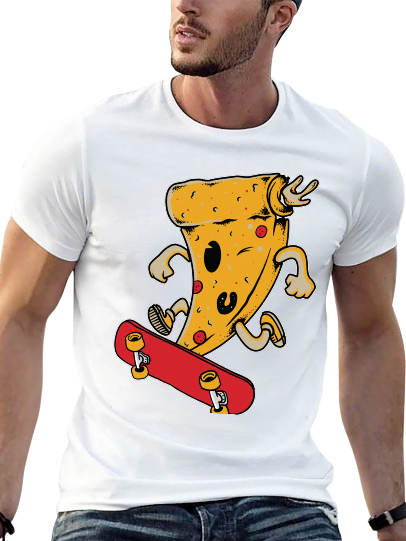 Black Pizza Skateboard T-Shirt - Fun & Stylish view 13