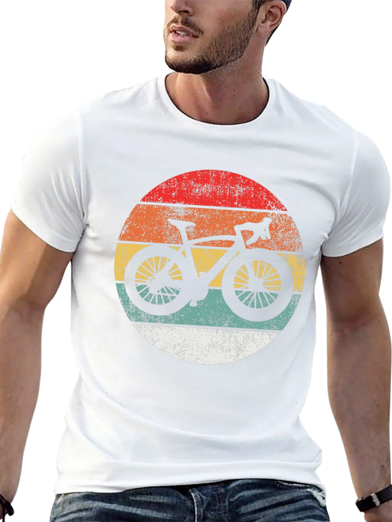 Black Retro Cycling Sunset T-Shirt view 13