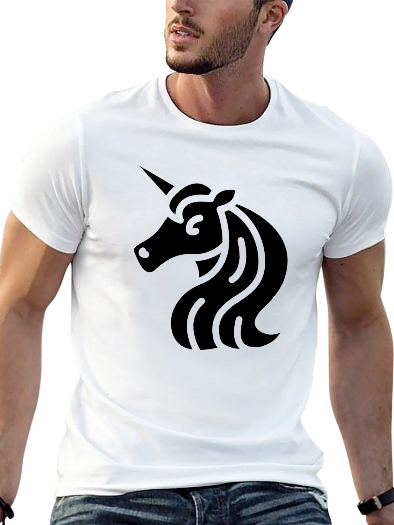 Black Unicorn Graphic T-Shirt - Solid Black Tee view 13