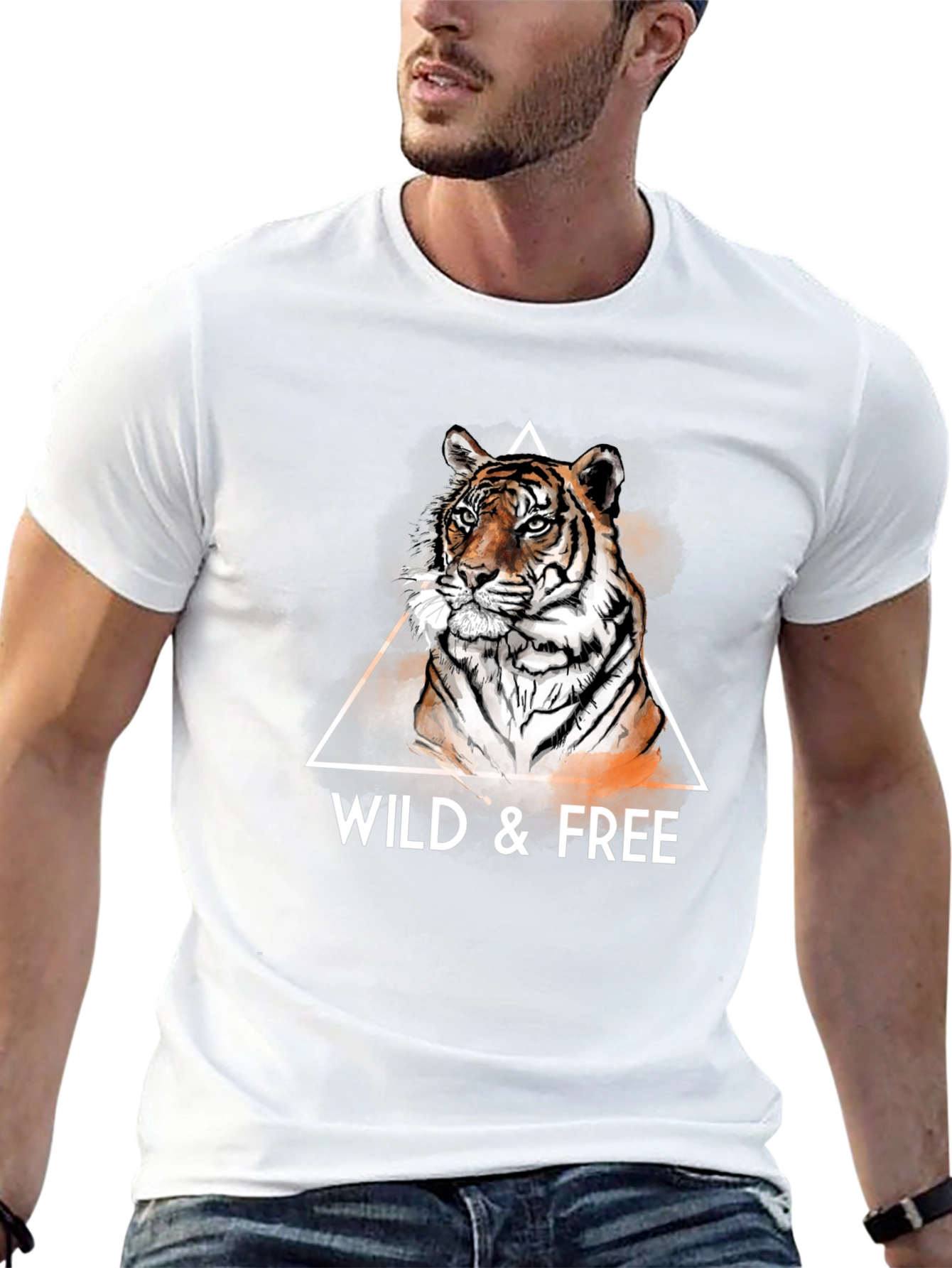 Black Wild & Free Tiger Graphic Tee - Cool Men's T-Shirt view 13