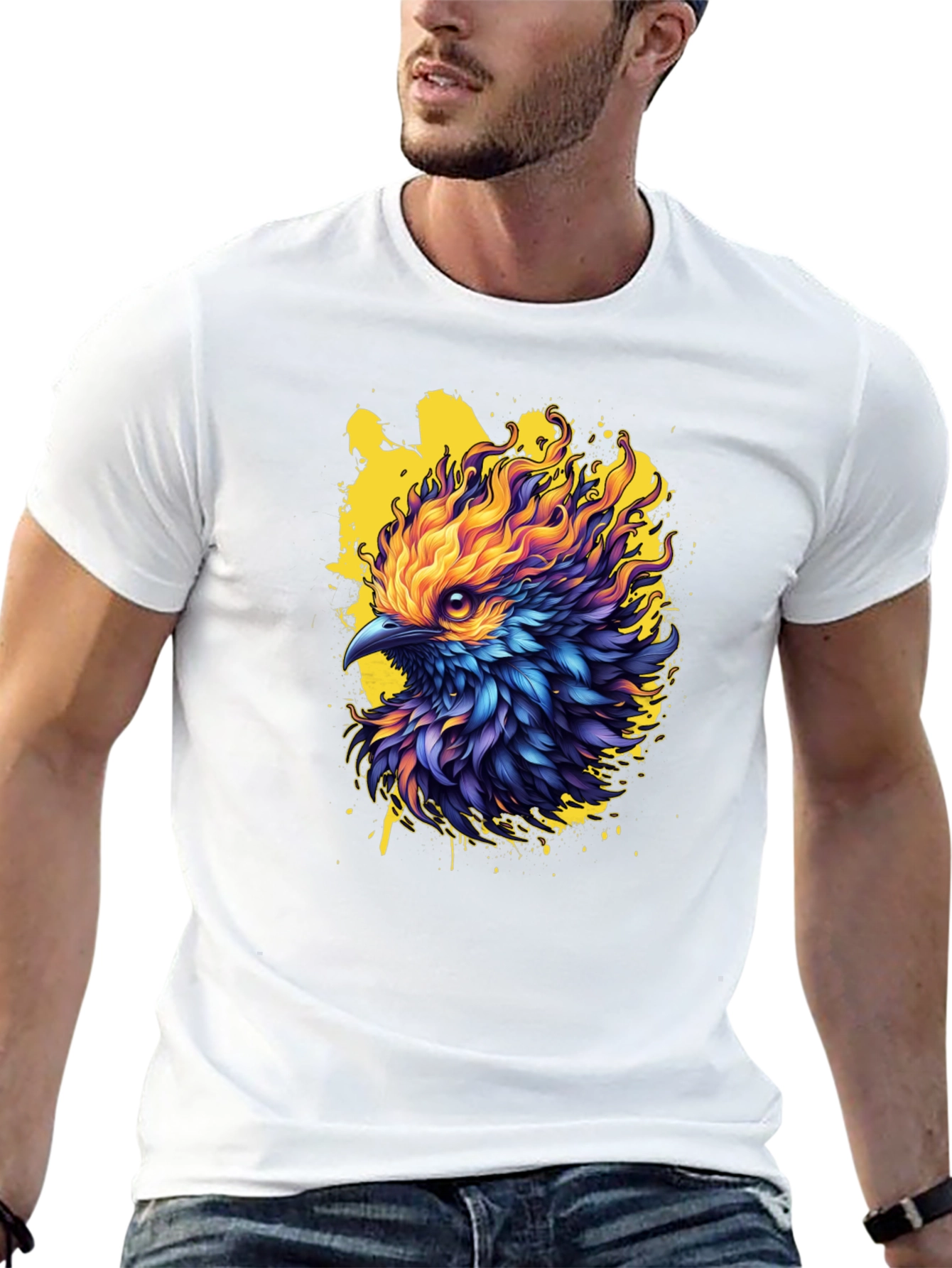 Black Fiery Phoenix Graphic Tee - Bold Statement Shirt view 13