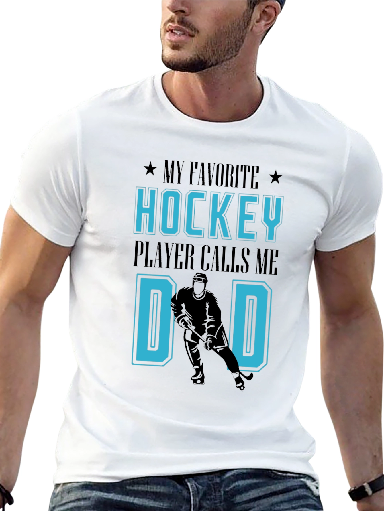 Black Hockey Dad T-Shirt: My Favorite Player Calls Me Dad view 13