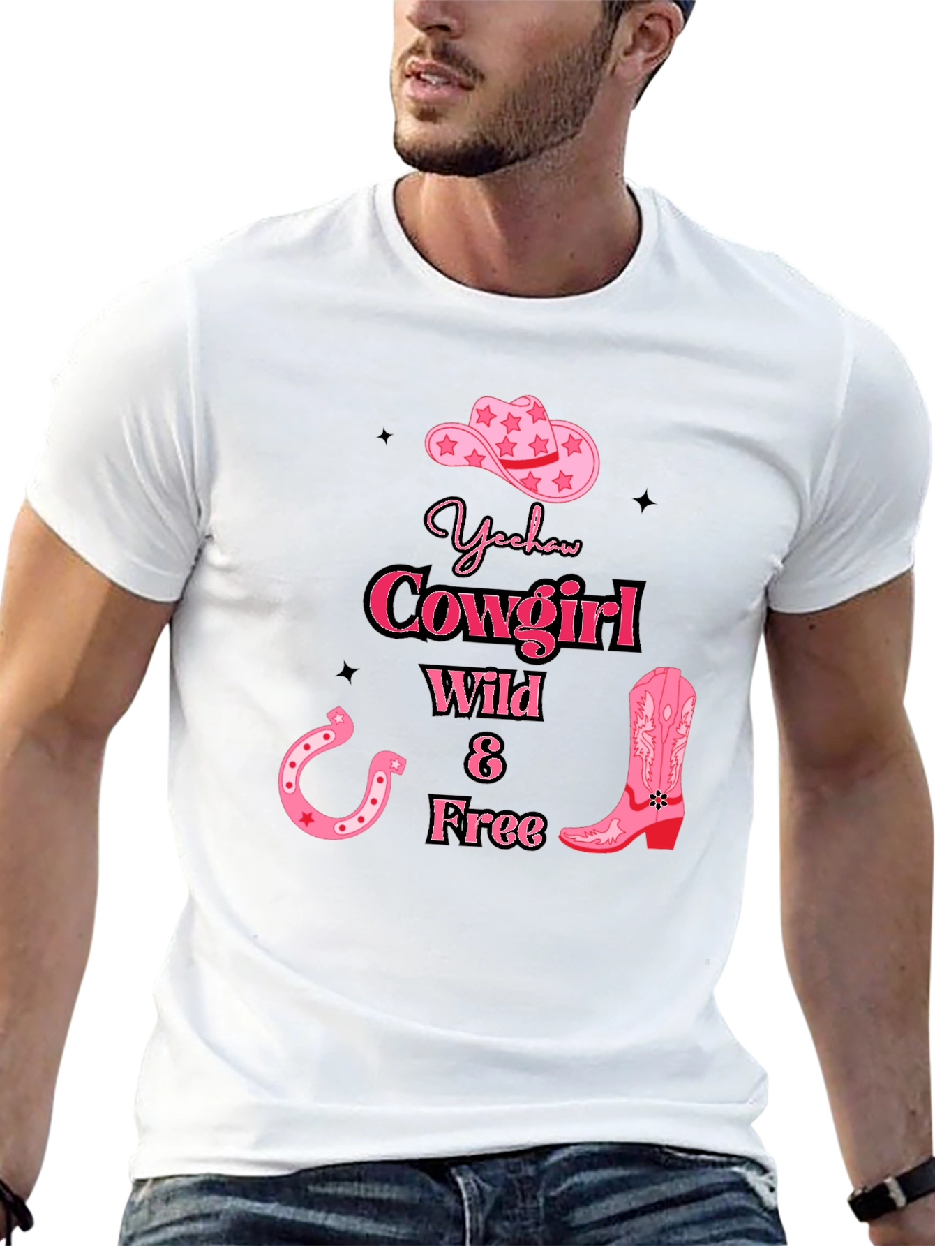 Black Yeehaw Cowgirl Graphic Tee - Wild & Free Design view 13