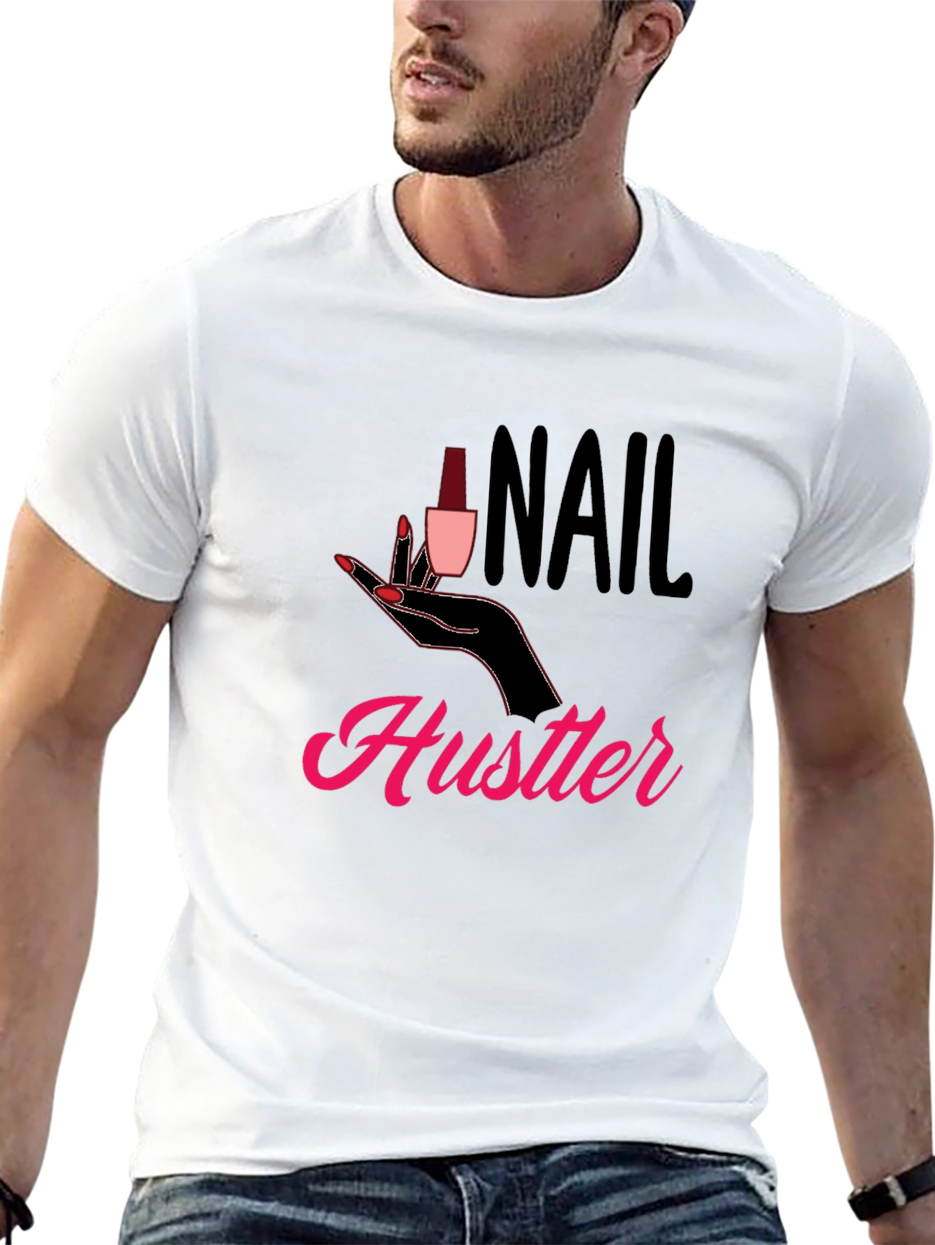 Black Nail Hustler Graphic T-Shirt - Trendy Style view 13