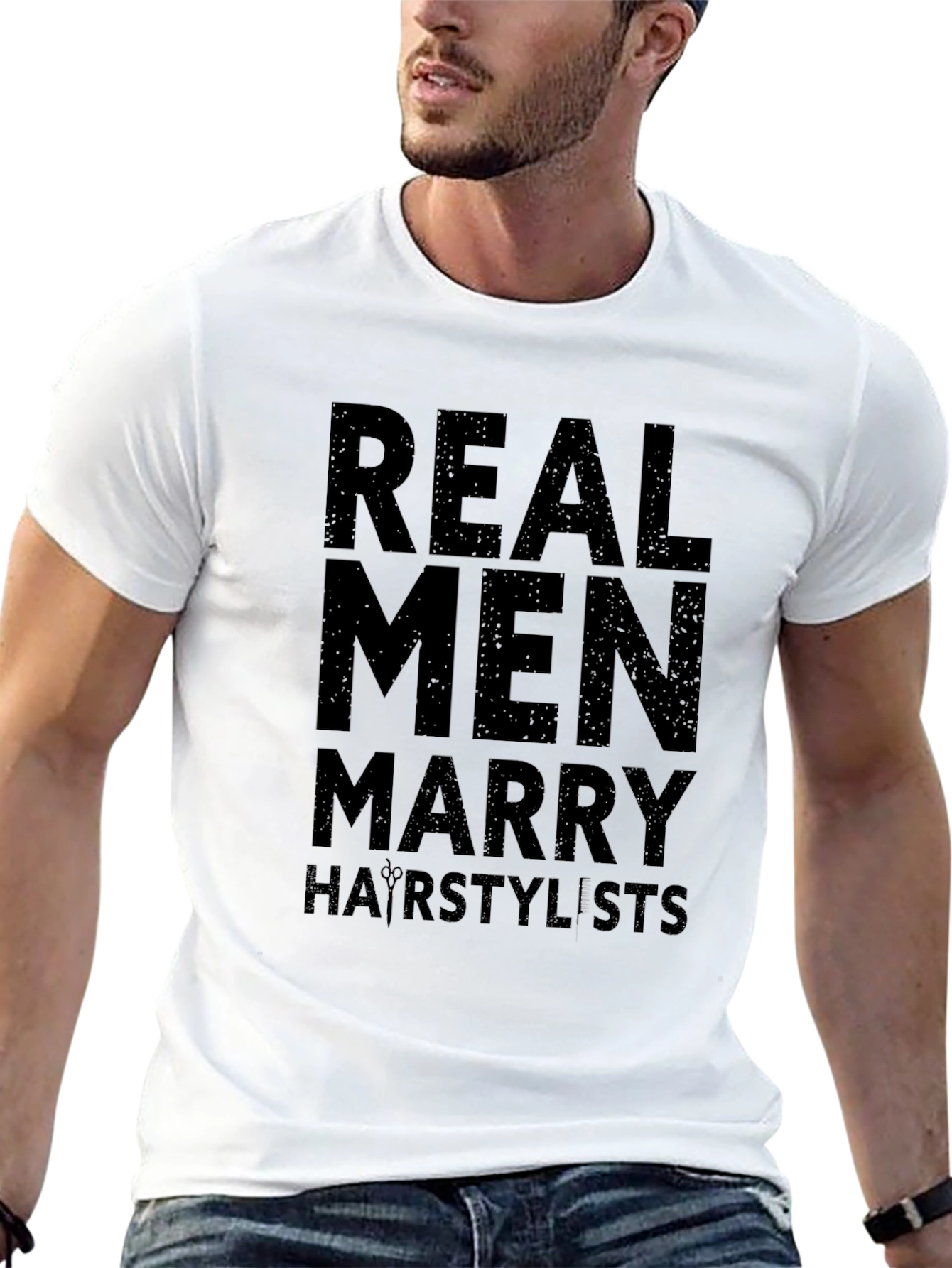 Black Real Men Marry Hair Stylists Black Graphic T-Shirt view 13