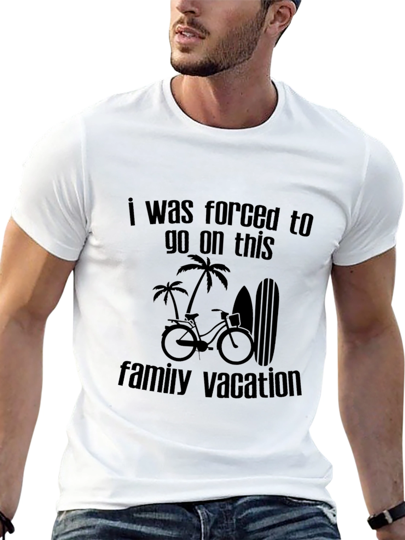Black Funny Vacation Tee - I Was Forced To Go On This view 13