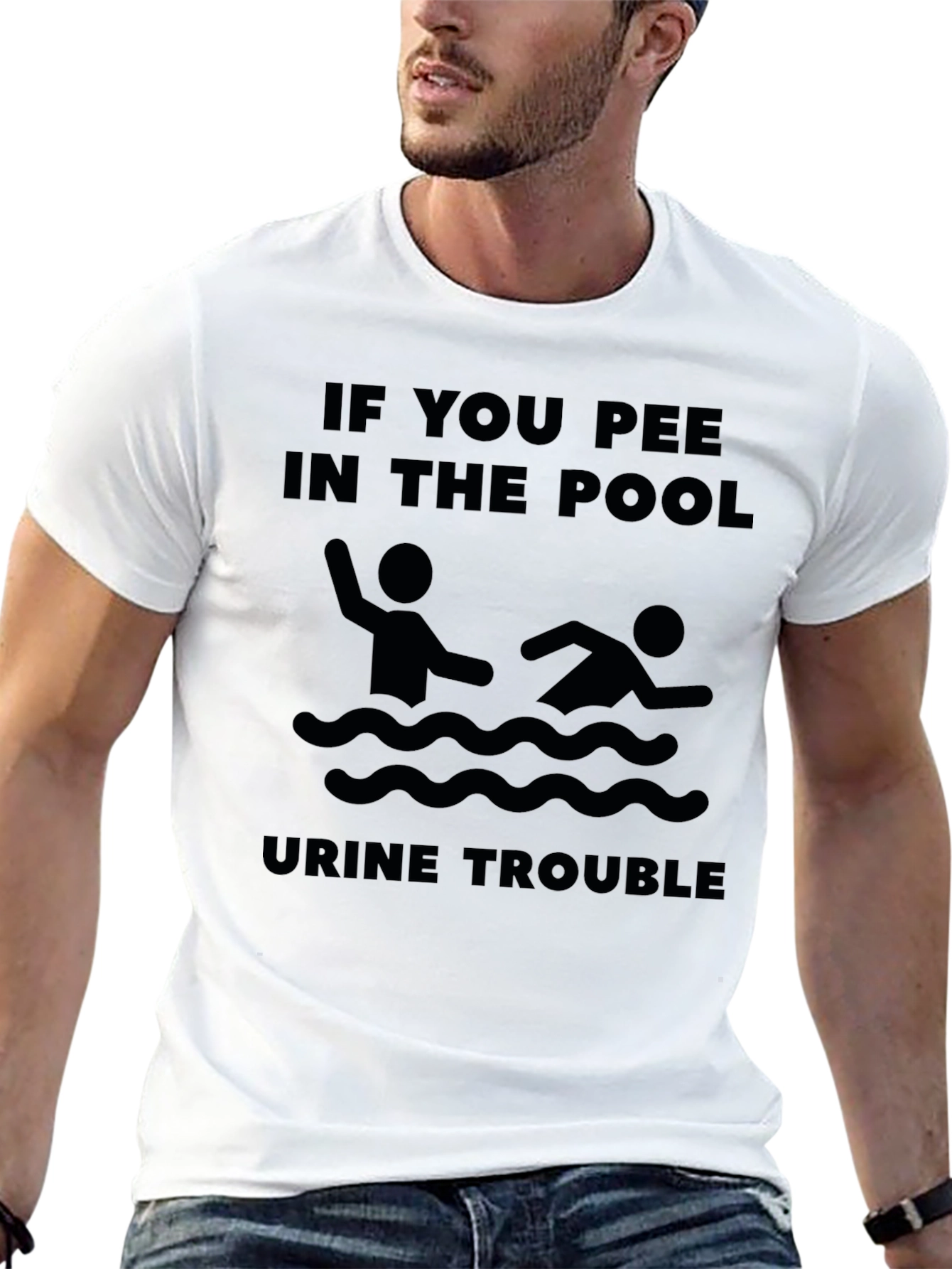 Black Funny "If You Pee in the Pool" Graphic Tee view 13